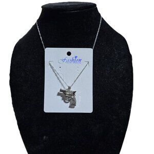 Pistol Pearl Caged Necklace Silver Toned 18" NWT